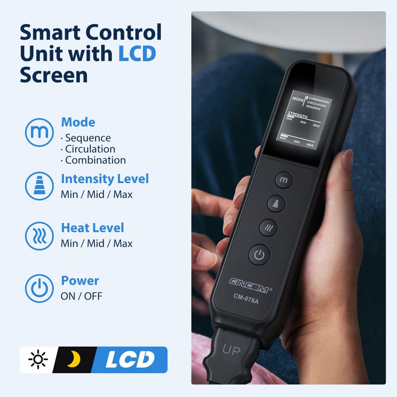 CINCOM Leg Massager with Heat and Compression, Leg Massager for Circulation and Pain Relief FSA HSA, 3 in 1 Air Compression Boots for Leg Calf & Foot Recovery Edema Relief, Gifts - Image 5