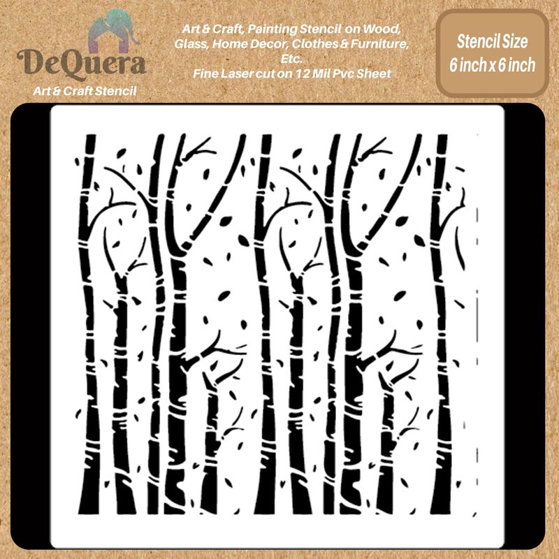 DeQuera Tree Stencils for Wall Painting Autumn Trees Wall Stencils for Craft Reusable Stencils for Craft and Art Tree Stencils for Craft and Art Size 6 x 6 Inch Pack of 1 DQL1295 - Image 1