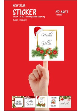 HSN New Year New Year Happy New Year Label 70 Pieces Sheet Shape  - Image 1
