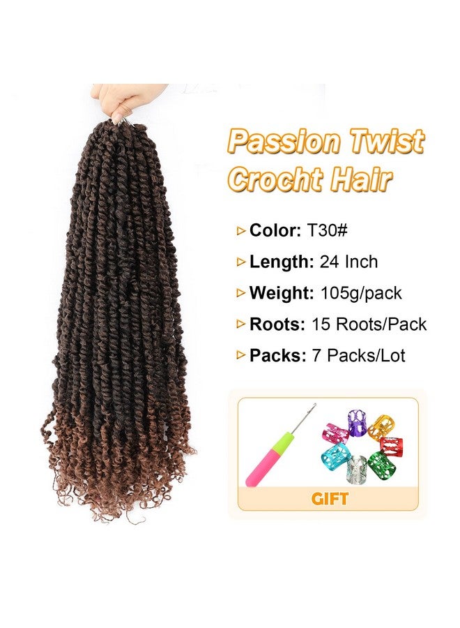Karida Passion Twist Hair 24 Inch 7 Packs Passion Twist Crochet Hair Pre Looped Pre Twisted Passion Twist Curly Crochet Hair For Black Women (24 Inch (Pack Of 7) T30) - Image 5