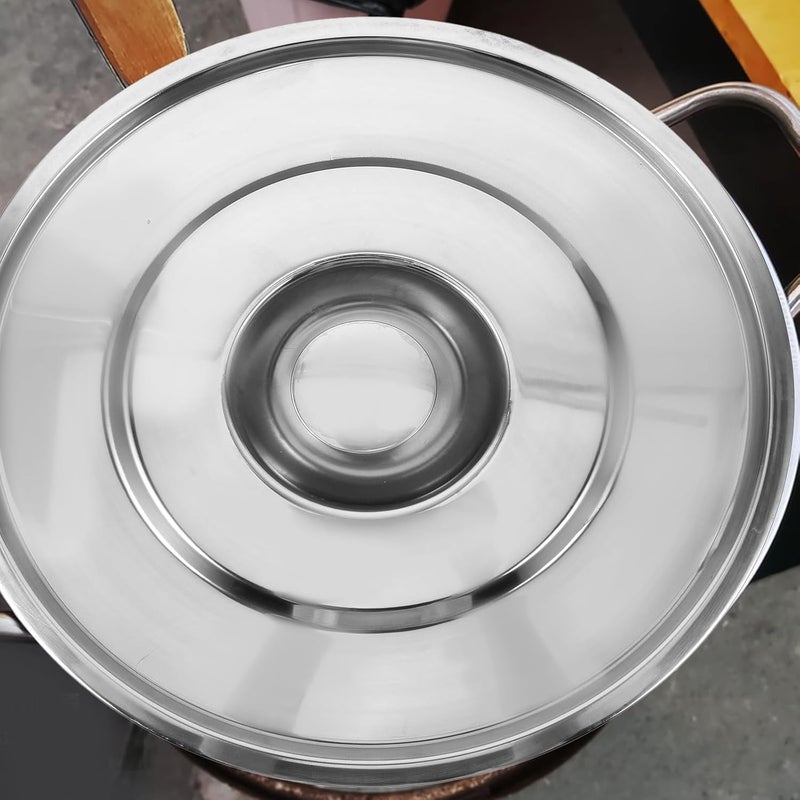 Cabilock Stainless Steel Soup Bucket Lid 35cm Thickened Pot Lid Replacement Grease Splatter Cover for Soup Pots and Skillets Sturdy Kitchen Cookware Accessory - Image 5