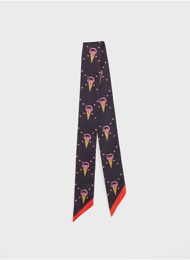 Ginger - Icecream Print Silky Multipurpose Scarf - Image 1