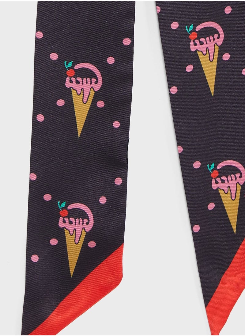 Ginger - Icecream Print Silky Multipurpose Scarf - Image 1