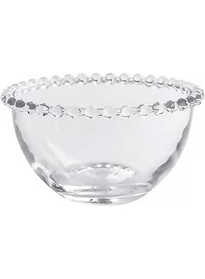 Glass Salad Bowl With Beaded Edge Serving Bowl For Fruit Vegetables And Snacks - Image 1