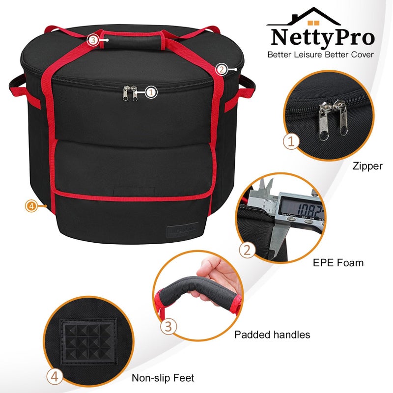 NettyPro Fire Pit Carry Bag Compatible with 19 Inch Outland 893/823/863 & Solo Stove Bonfire 19.5" Propane Firebowl, Fire Pit Carrying Case for Outdoor Camping Portable Fit Ciays Smokeless Gas Firepit - Image 5