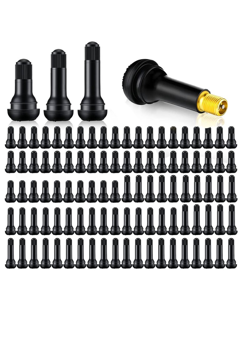 100 Pieces Tire Valve Stems Rubber Black Rubber Snap-in Valve Stems Standard Length Replacement Tire Valve Stems for Car Tubeless Rim Holes Replacement (0.7 x 1.7, 0.7 x 1.4, 0.7 x 2 Inches) - Image 1