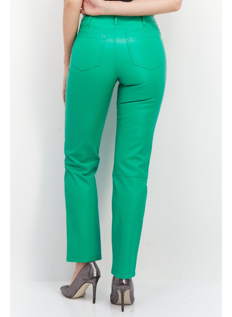 RIVER ISLAND Women Regular Fit Solid Straight Leg Pants, Green  - Image 4