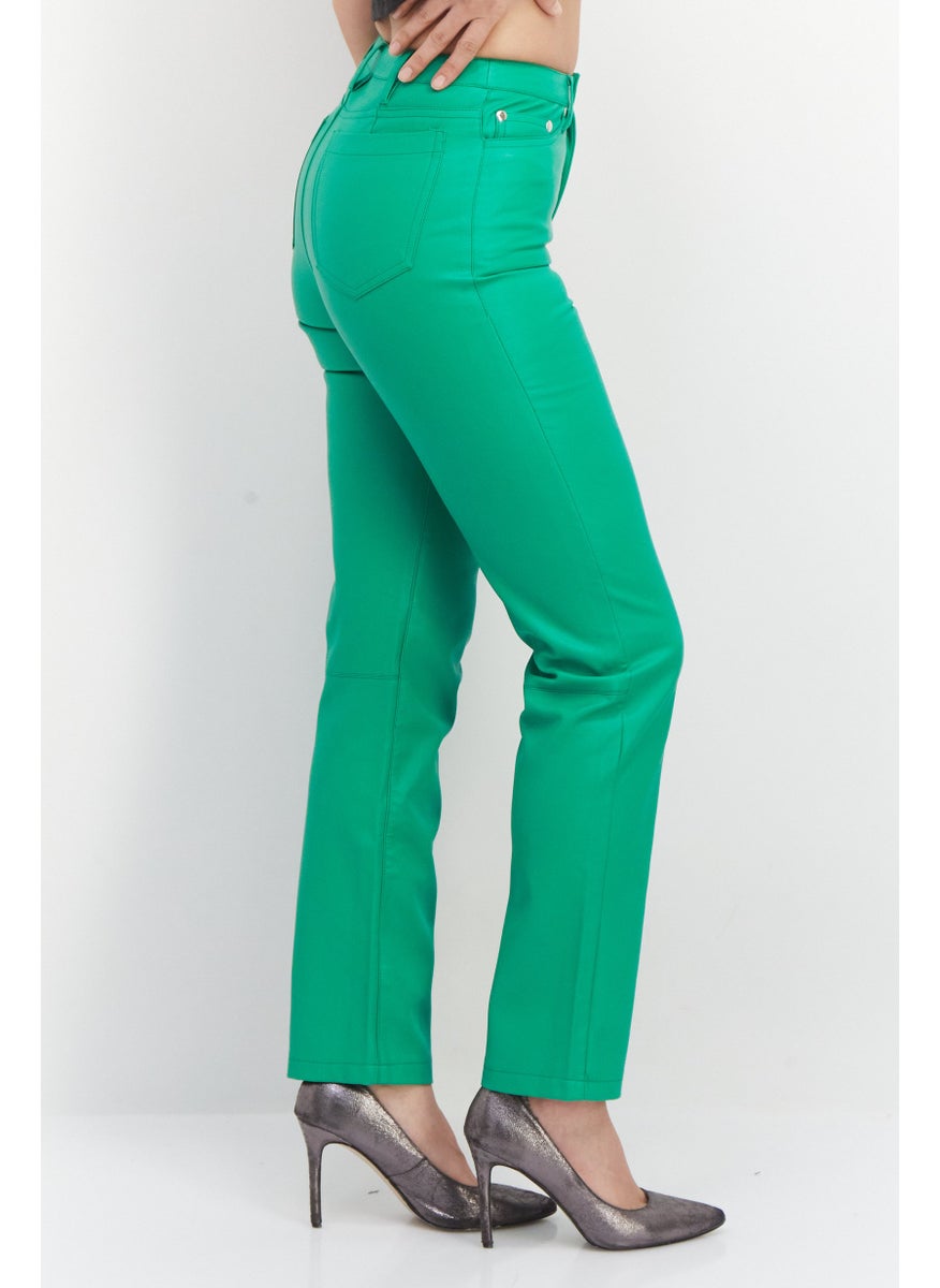 RIVER ISLAND Women Regular Fit Solid Straight Leg Pants, Green  - Image 3