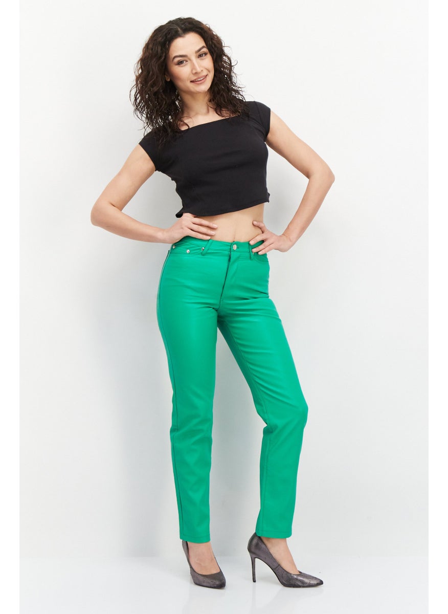 RIVER ISLAND Women Regular Fit Solid Straight Leg Pants, Green  - Image 2