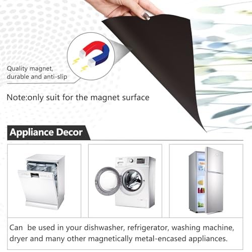 BOESI Watercolour Plants and Flowers Dishwasher Magnet Lid Magnetic Stickers Refrigerator Magnets Home Kitchen Decorative Refrigerator Lid Magnetic Stickers Washing Machine Refrigerator Panel Stickers - Image 2