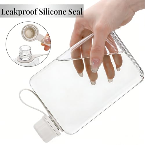 ZAVOOS 2 Pack Portable Flat Water Bottle, 17 Oz BPA Free Plastic Drinking Bottles for Travel, Leakproof Slim Flask for Outdoor Sports Fitness Camping, Fits Purse Pocket - Image 4