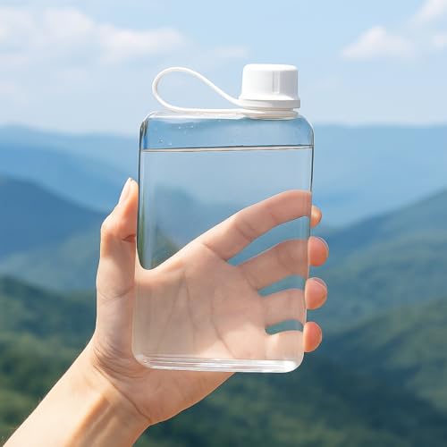 ZAVOOS 2 Pack Portable Flat Water Bottle, 17 Oz BPA Free Plastic Drinking Bottles for Travel, Leakproof Slim Flask for Outdoor Sports Fitness Camping, Fits Purse Pocket - Image 5