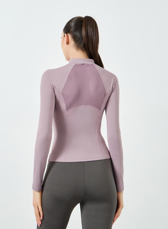 Styli Active Stitch Detail Half Zip Up Long Sleeves Top - Image 4