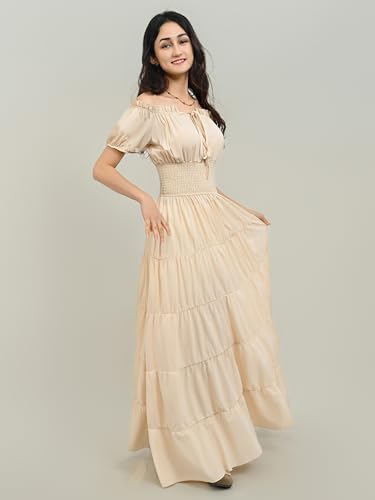 Zhitunemi Renaissance Costume Women Dress: Halloween Costumes Woman 2025 Renaissance Dresses - Halloween Party Theme Events Beige M - Image 3