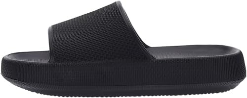 BRONAX Pillow Slippers for Women and Men | House Slides Shower Sandals | Cushioned Thick Sole 44-45 Black - Image 3