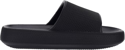 BRONAX Pillow Slippers for Women and Men | House Slides Shower Sandals | Cushioned Thick Sole 44-45 Black - Image 5