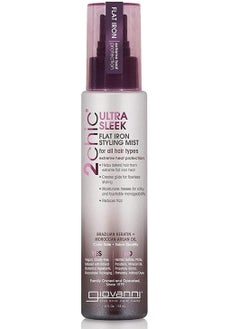 Giovanni 2 Chic Ultra Sleek Flat Iron Hair Styling Spray, 4 oz Brazilian Phyto-Keratin & Moroccan Argan Oil, Anti-Frizz Heat Protectant, Pro-Vitamin B5, Color Safe (Pack of 1)
