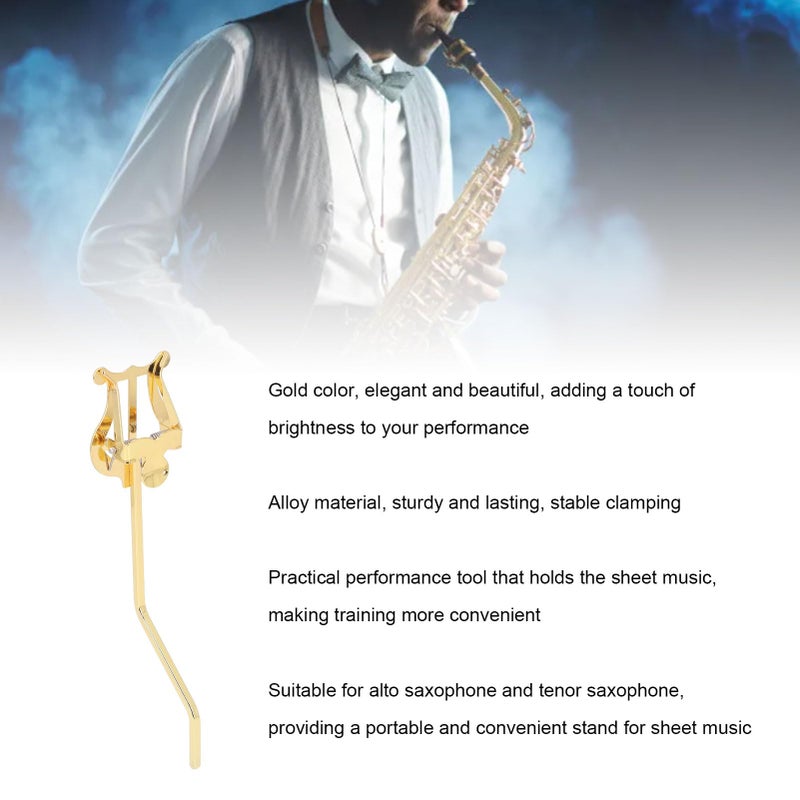 Gold Stable Grip Alloy Saxophone Sheet Music Clip For Alto Tenor Practice - Image 5