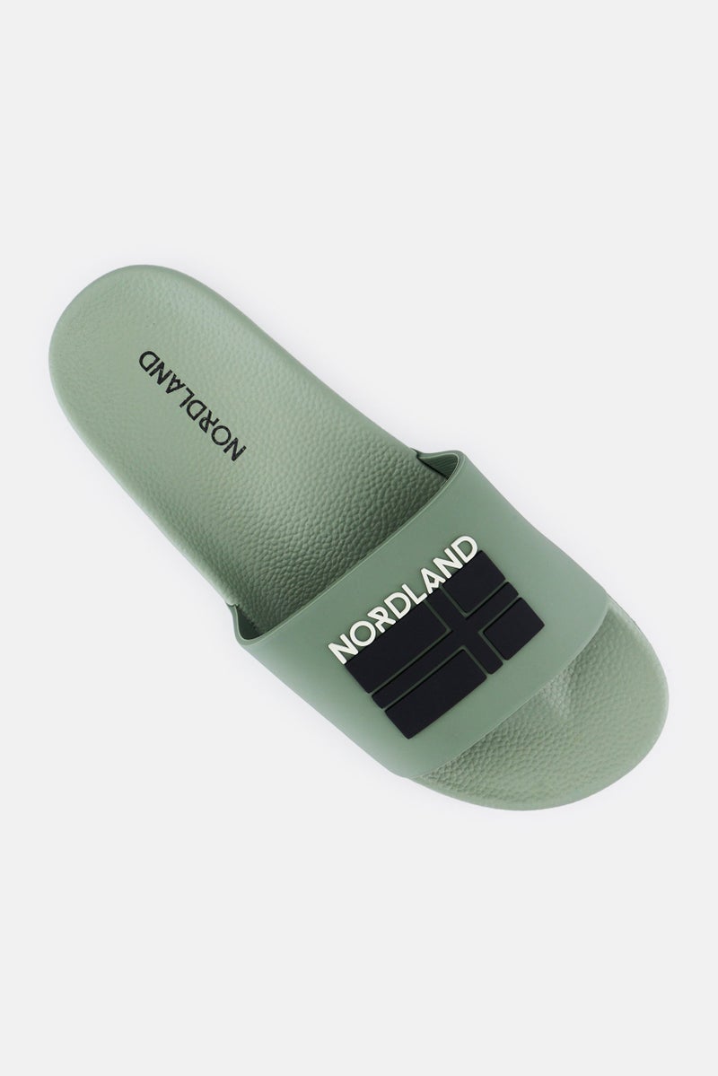 Nordland Men Brand Logo Slip On Slides, Olive  - Image 4