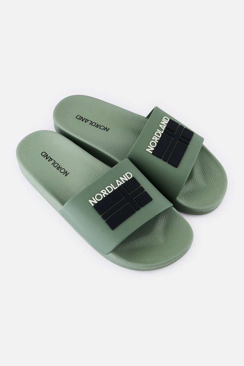 Nordland Men Brand Logo Slip On Slides, Olive  - Image 2