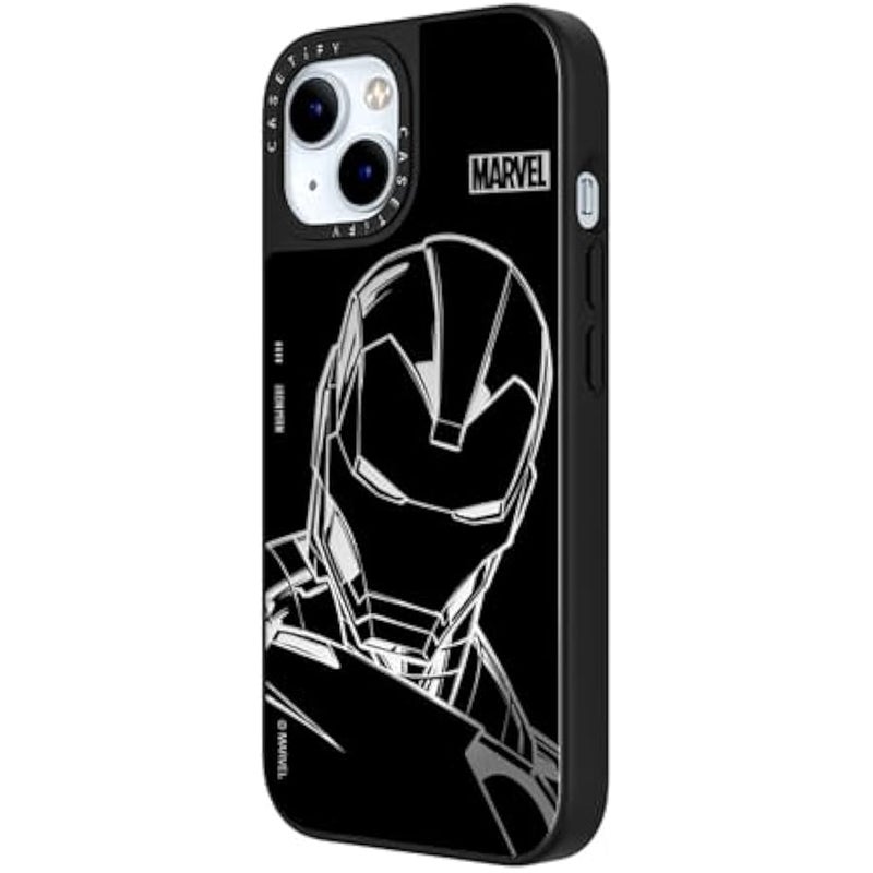 Casetify Mirror iPhone 15 Plus Case 【Iron Man Co-Lab/Reflective / 4.9ft Drop Protection/Compatible with Magsafe】 - Iron Man - Black - Silver on Black - Image 5