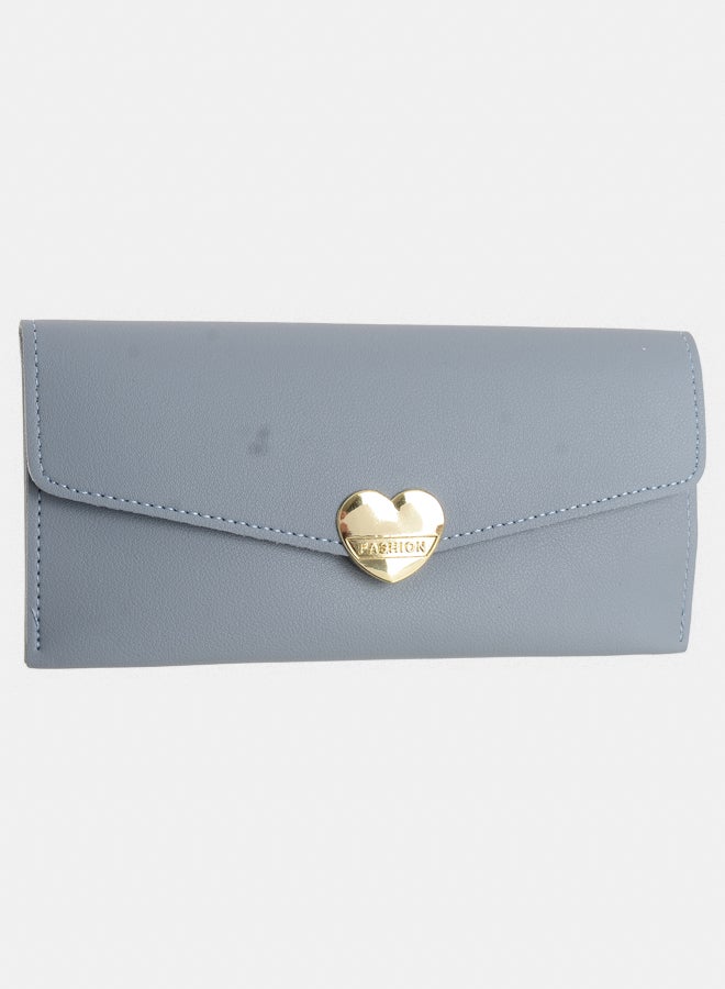 Akher el Ankoud Women's leather wallet with multiple pockets and a light gray heart design  - Image 1
