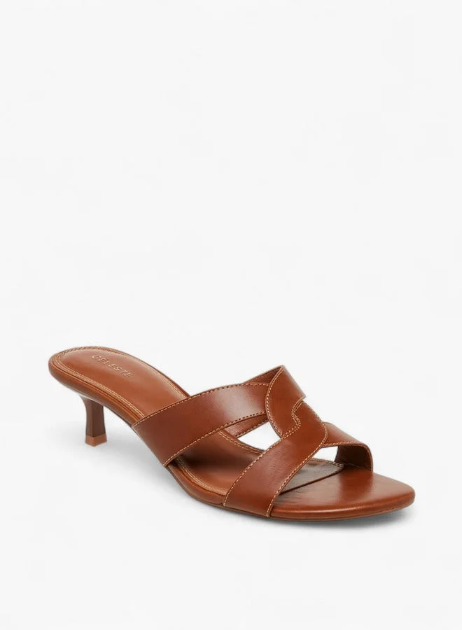 Celeste Women's Cutout Slip-On Sandals with Kitten Heels