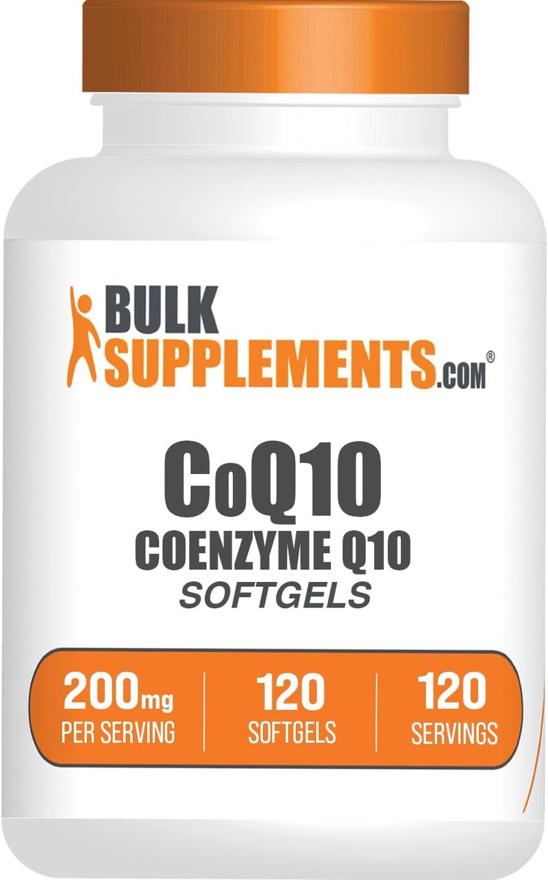 BulkSupplementscom CoQ10 200mg Softgels  for Heart Health Coenzyme Q10 200mg Supplement Gluten Free 1 Softgel per Serving 120 Count Pack of 1 - Image 1