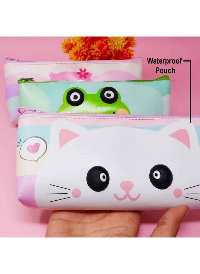 بارتيت حقيبة أقلام رصاص ناعمة ولطيفة من PARTEET للأطفال والطلاب، حقيبة تخزين من السيليكون، حقيبة سفر مع عيون كبيرة لطيفة وسحاب، حامل أقلام رصاص للعيون المقربة، هدية إرجاع للأطفال (عبوة من 6 قطع) (متنوعة) - Image 5