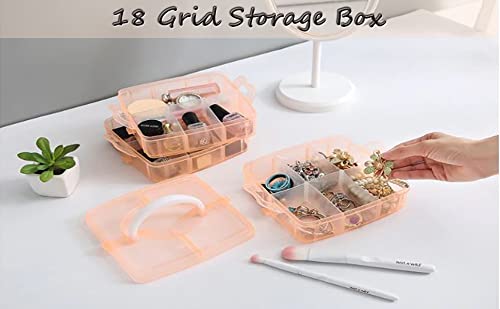 Moxtiza Storage Box 3Layers Orange Plastic Craft Beads Jewelry Organizer with Customizable Compartments and Secure Sealing Mechanism 15x15x13 cm Orange color - Image 5
