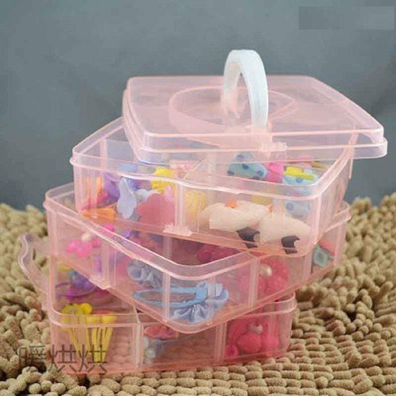 Moxtiza Storage Box 3Layers Orange Plastic Craft Beads Jewelry Organizer with Customizable Compartments and Secure Sealing Mechanism 15x15x13 cm Orange color - Image 4