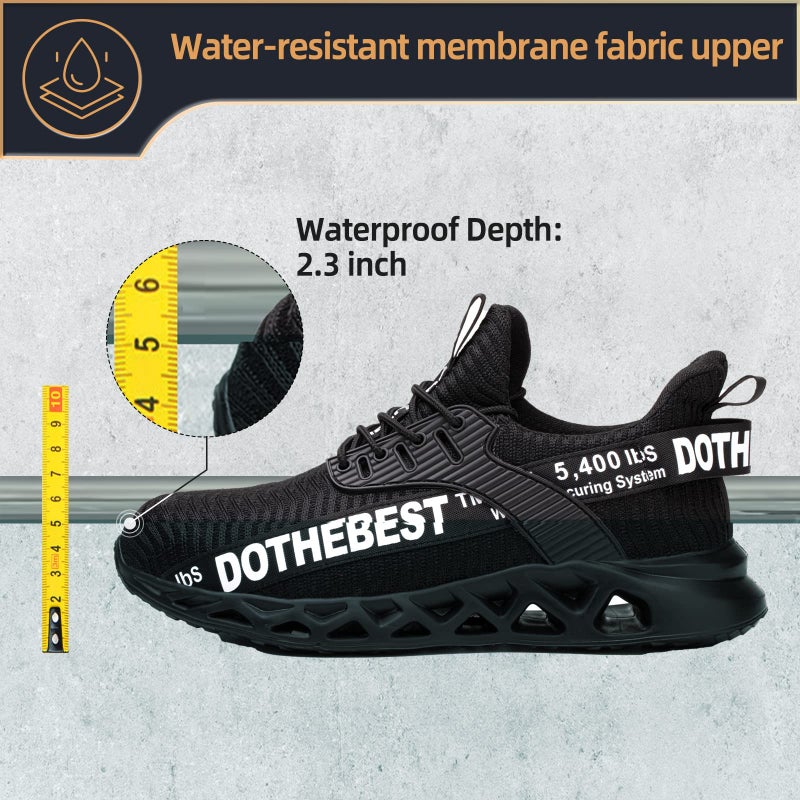 Furuian Waterproof Steel Toe Sneakers for Men Women Lightweight Safety Work Shoes Comfortable Unisex Steel Toe Work Sneakers Black - Image 4