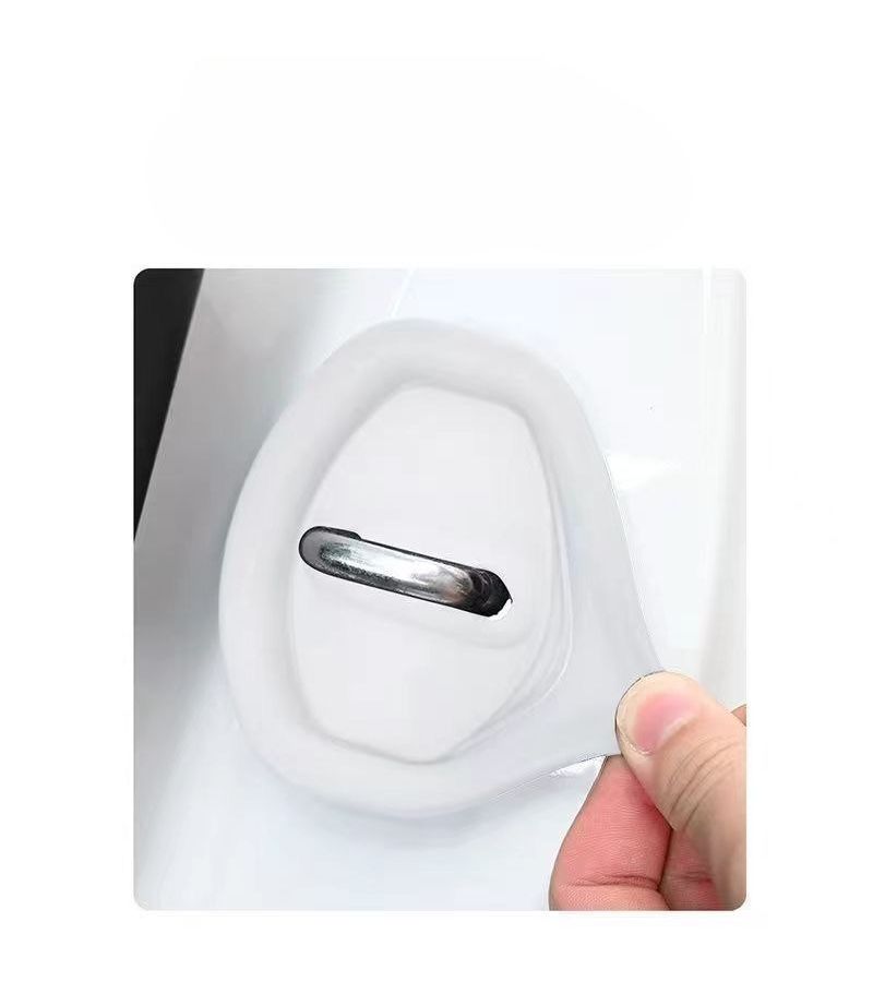 White Silicone Car Door Lock Buckle Protective Cover Shock Absorber Buffer Pad - Image 3
