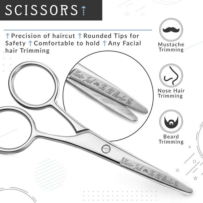 Hunter Jack Straight Razor Kit - Complete Straight Razors for Men Kit with Beard Scissors & Metal Comb - Barber Razor for Men - 10 Extra Straight Edge Razor Blades for Shaving - Premium Polished Stainless Steel - Image 4