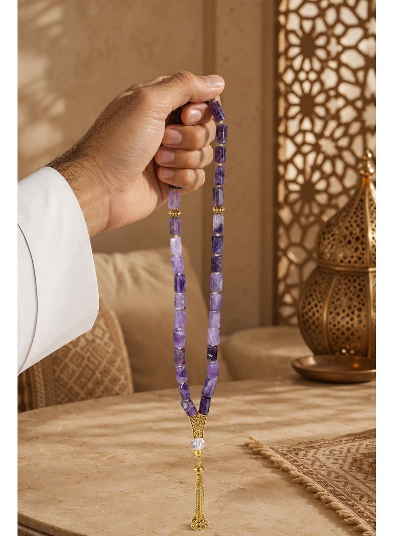 TranquilBeads 1pc Natural Amethyst Tasbih with 33 Unique Beads and Gift Box – Elegant Islamic Prayer Beads for Daily Dhikr, Meditation & Car Hanging – Ideal Gift for Ramadan, Hajj, Eid & Loved Ones - Image 5