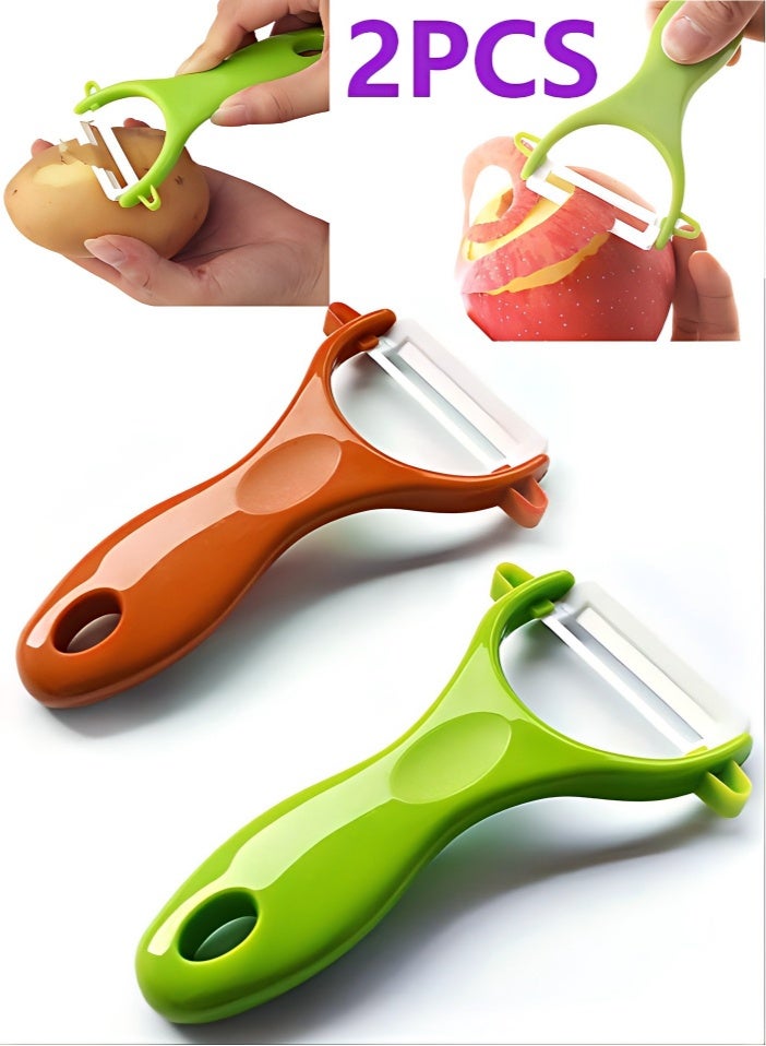 2PCS Peelers Grate and Julienne - Fruit and Vegetable Peeler Set Quickly Peels Apple, Potato, Corn, Ginger, Citrus, Avocado, Mango and More - Image 1