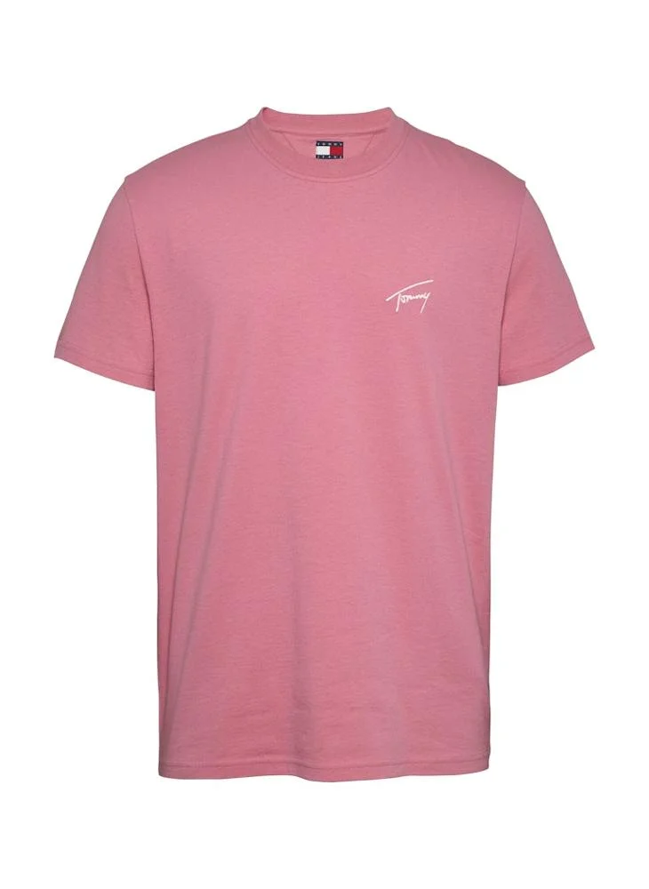 تومي جينز Logo Print Short Sleeve  Crew Neck T-Shirt