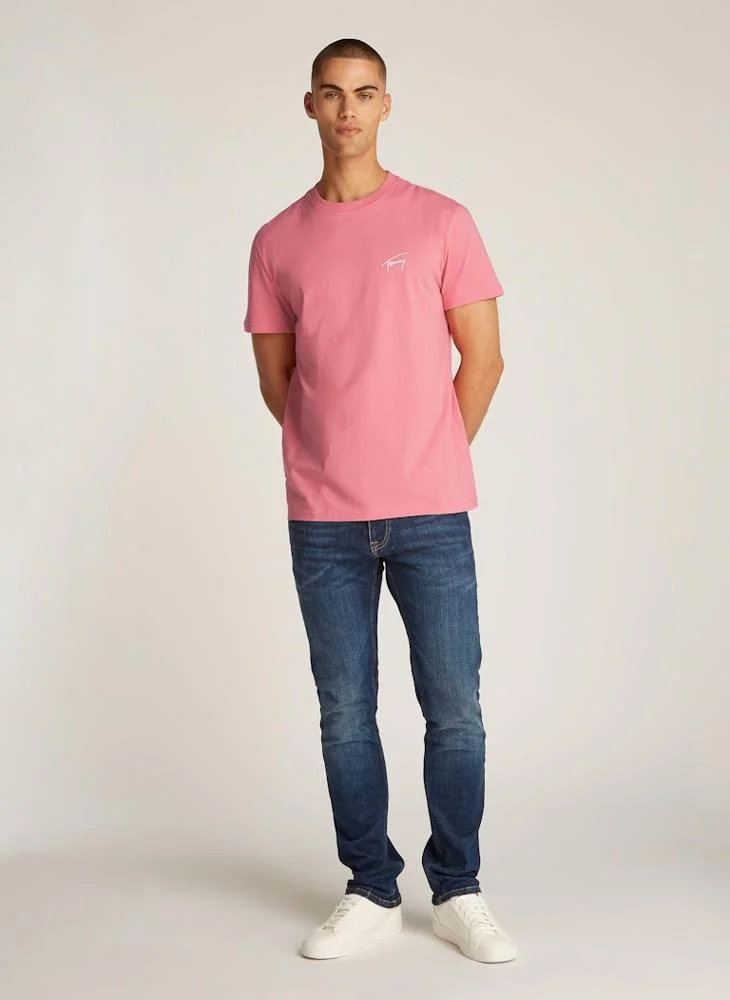 تومي جينز Logo Print Short Sleeve  Crew Neck T-Shirt