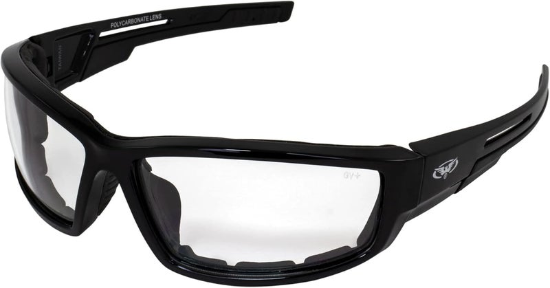 Global Vision نظارات موتوسيكل جلوبال فيجن سلاي مع وسادة فوم - إطار أسود مع عدسات شفافة - Image 1