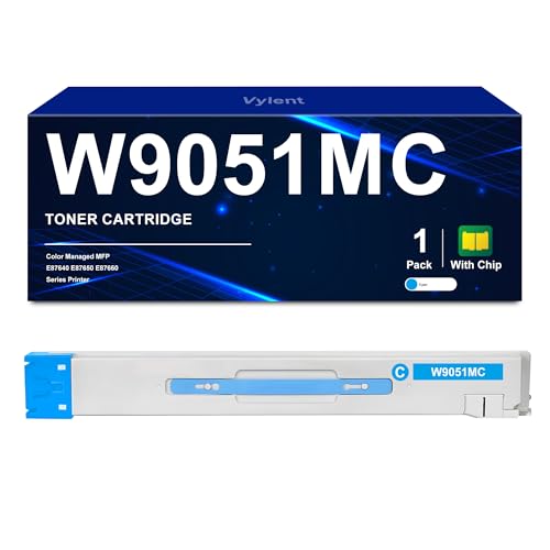 Vylent W9051MC Cyan Toner Cartridge High Yield Replacement for HP W9051MC Toner Cartridge for Color Managed MFP E87640 E87640Z E87650 E87650Z E87660 Printer Ink 1-Pack - Image 1