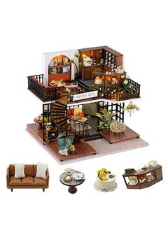 Flever Dollhouse Miniature Diy House Kit Creative Room With Furniture For Romantic Artwork Gift (Forest Teashop)  - Image 1