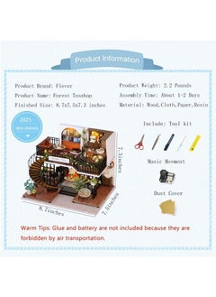 Flever Dollhouse Miniature Diy House Kit Creative Room With Furniture For Romantic Artwork Gift (Forest Teashop)  - Image 3