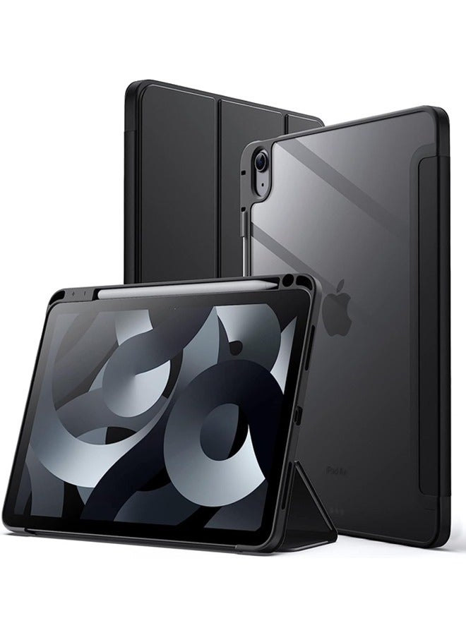 جراب حماية لجهاز آيباد 10.9 بوصة جيل (2021/2020/2019) مع حامل أقلام ، يدعم شحن قلم Apple ومعرف اللمس ، حافظة شفافة مع إيقاظ / نوم تلقائي ، أسود