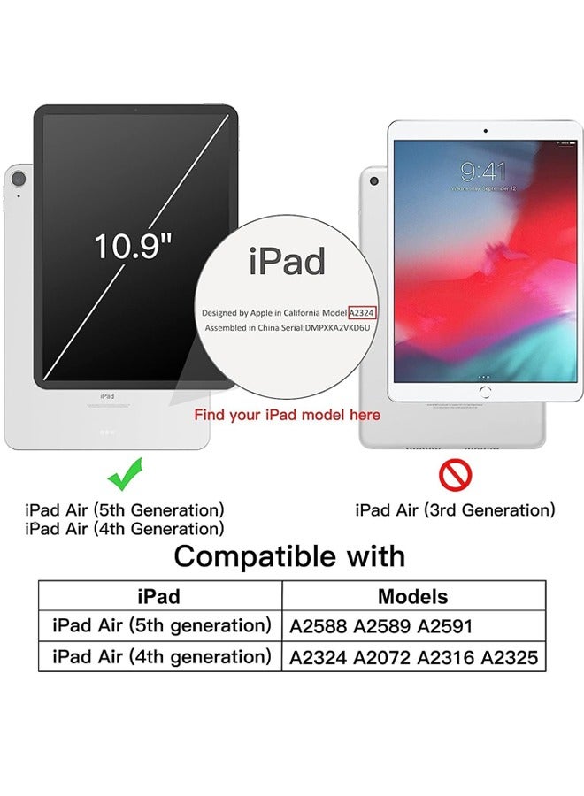 جراب حماية لجهاز آيباد 10.9 بوصة جيل (2021/2020/2019) مع حامل أقلام ، يدعم شحن قلم Apple ومعرف اللمس ، حافظة شفافة مع إيقاظ / نوم تلقائي ، أسود