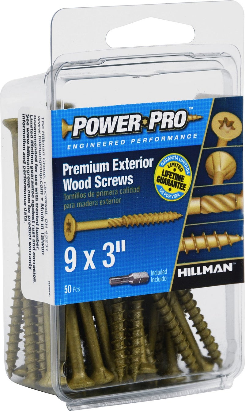 Power Pro براغي خشب خارجية فاخرة من باور برو، #9 × 3 بوصة براغي سطح متعددة الاستخدامات لمشاريع الهواء الطلق، مع رأس نجمي T-25، برونزي، 50 قطعة | 42482 - Image 4