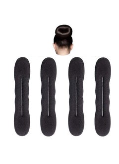 Maahal ™ Set Of 4 Black Juda Maker Magic Beauty Hairstyle Foam Sponge Donuts  - Image 1
