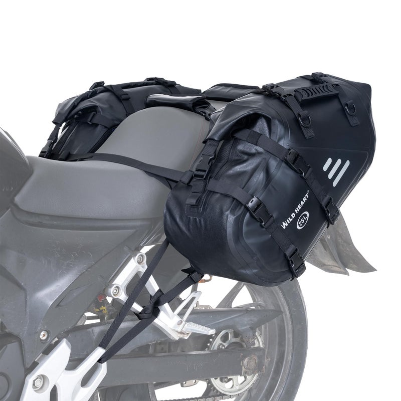 WILD HEART Motorcycle Saddlebags Waterproof 50L 25L2 Side Saddlebags Compatible with motorcycle racks adventurestreetsportsdirt bike Black 1 Pair - Image 2