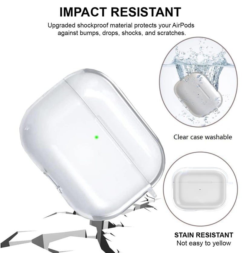 LIRAMARK Silicone Soft Case Cover with Buckle for Airpods Pro 3 Cover, Apple airpods pro 3rd Generation case (Transparent) - Image 2