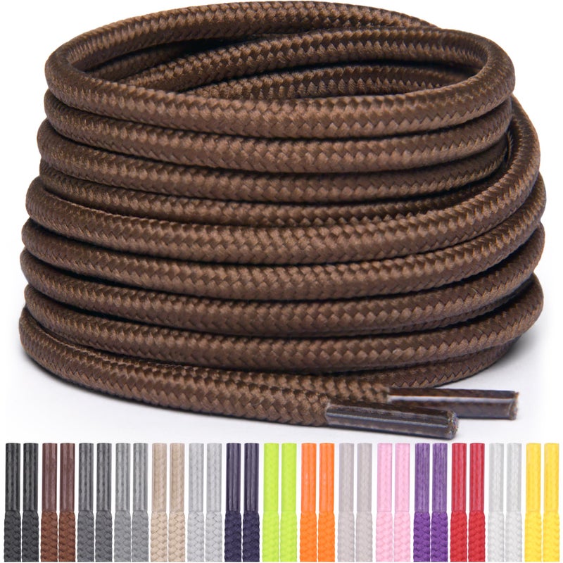 Miscly Round Shoelaces [1 Pair] 5/32″ Thick - For Shoes, Sneakers & Boots (54″, Brown) - Image 5