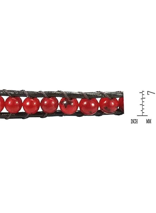 Arabest Bohemian Multi Layer Reconstructed Red Muse Coral Tribal Beaded Wrap Leather Bracelet | Stylish Handmade Jewelry for Women  - Image 3